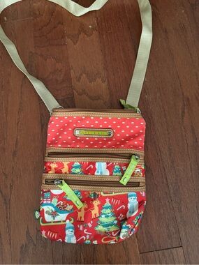 Lily Bloom Red Holiday Print Crossbody Bag